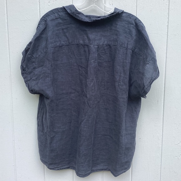 NEW anthropologie VELVET by Graham & Spencer 100% linen BLACK shirt BLOUSE m - Picture 3 of 4